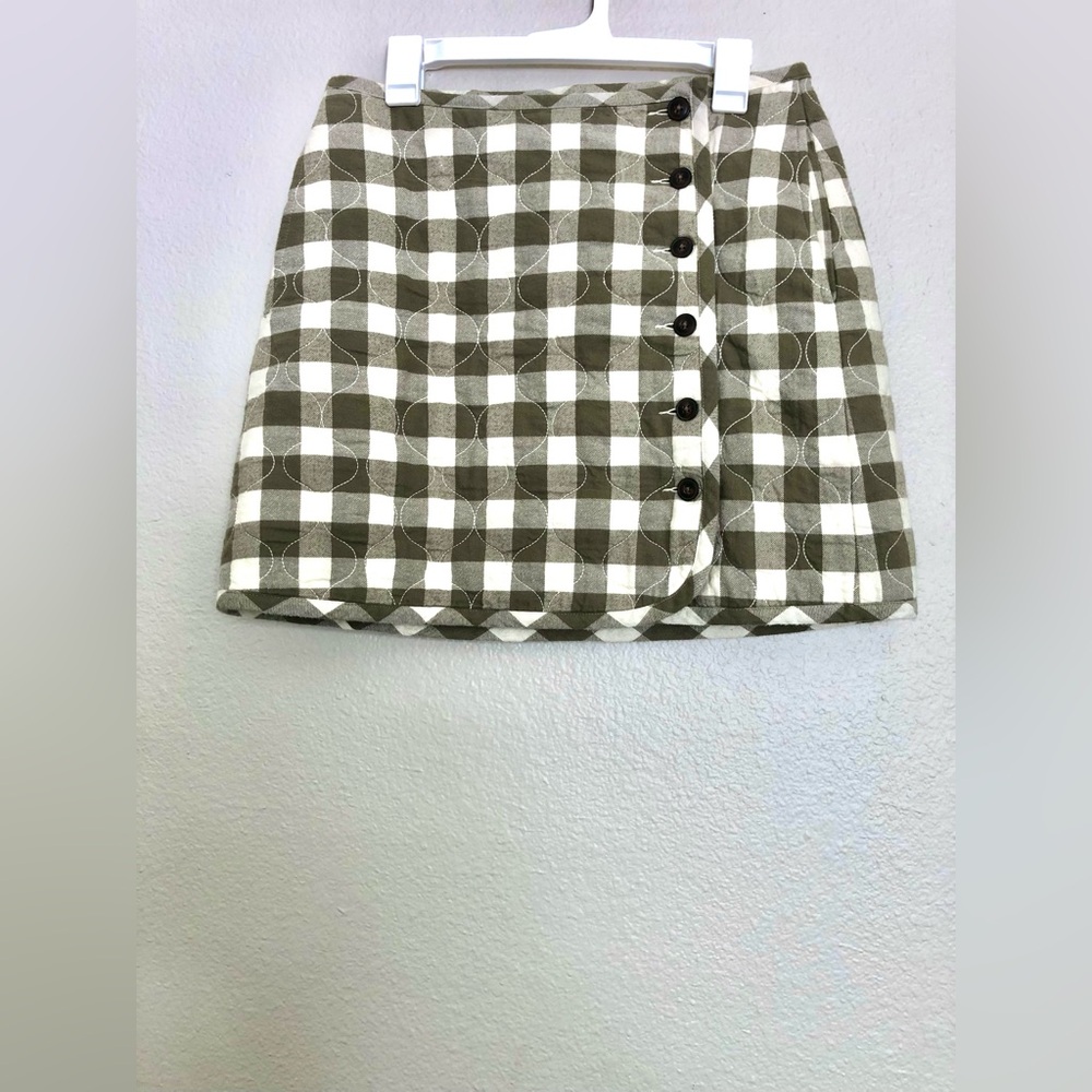 Madewell Checkered Button-Accent Mini Skirt